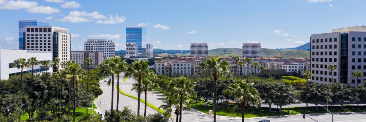 Aerial,View,Of,The,Downtown,Irvine,,California,Skyline.